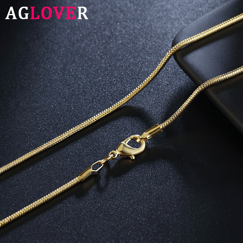 AGLOVER-collar de cadena de serpiente para mujer y hombre, de Plata de Ley 925, 16/18/20/22/24/26/28/30 pulgadas, 2MM de largo, joyería de boda