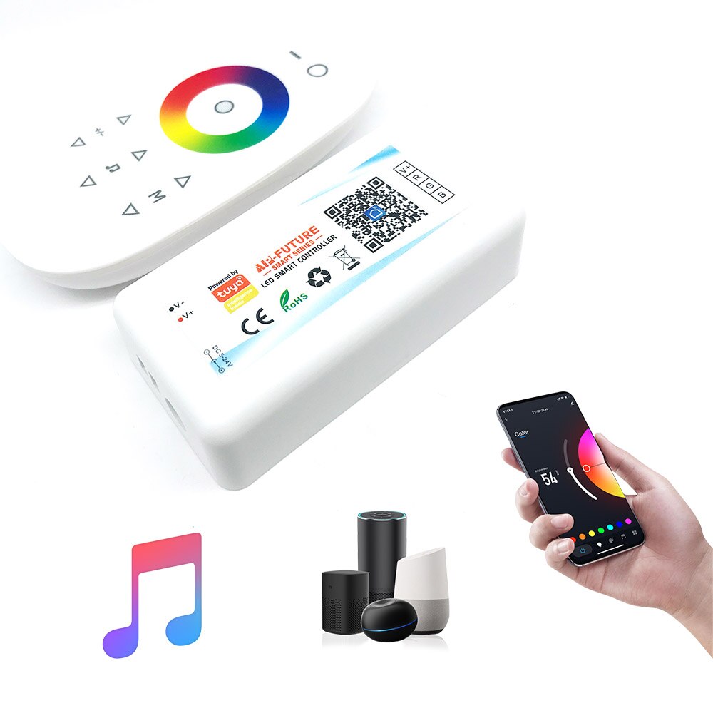 Tuya Rf Touch Remote Wifi Led Controller Rgb Cct Dim Rgbw Strip Alexa Spraakbesturing Muziek Sync Verlichting