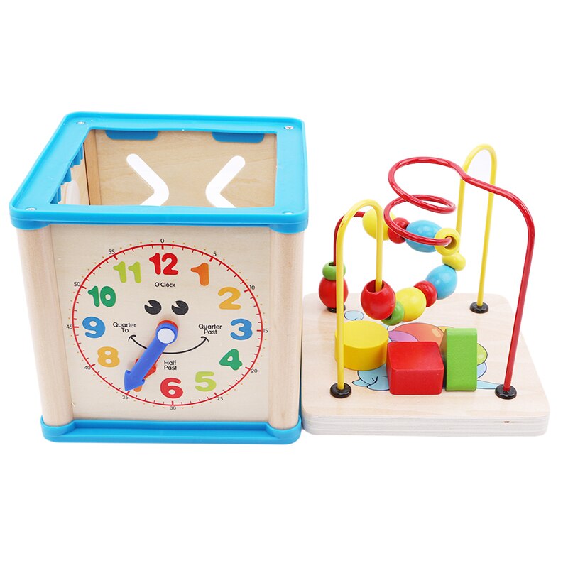 2-6 anni perline colorate in legno giocattolo per bambini educazione del bambino Puzzle giocattolo intellettuale cassa del tesoro multifunzione a quattro lati