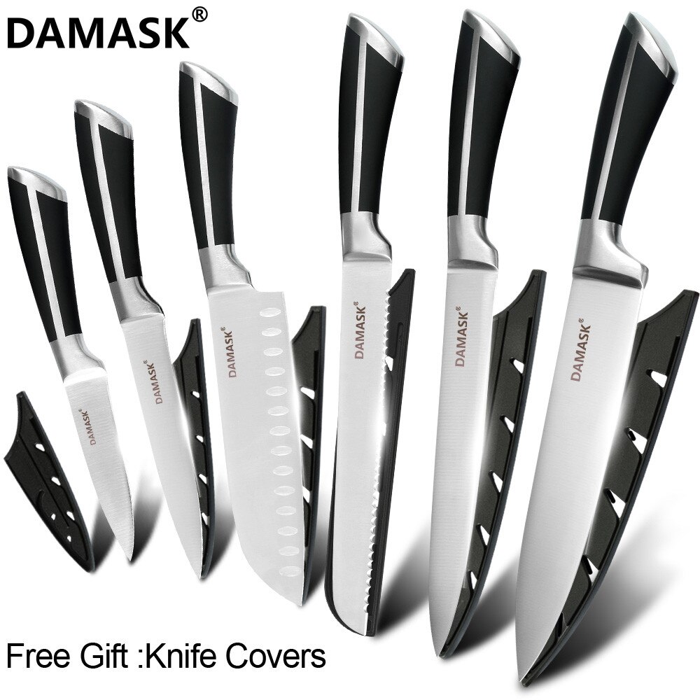 Damask Stainless Steel Kitchen Knives Paring Utility Santoku Bread Slicing Chef Knives for Vegetable Meat Fish Cooking Accessory