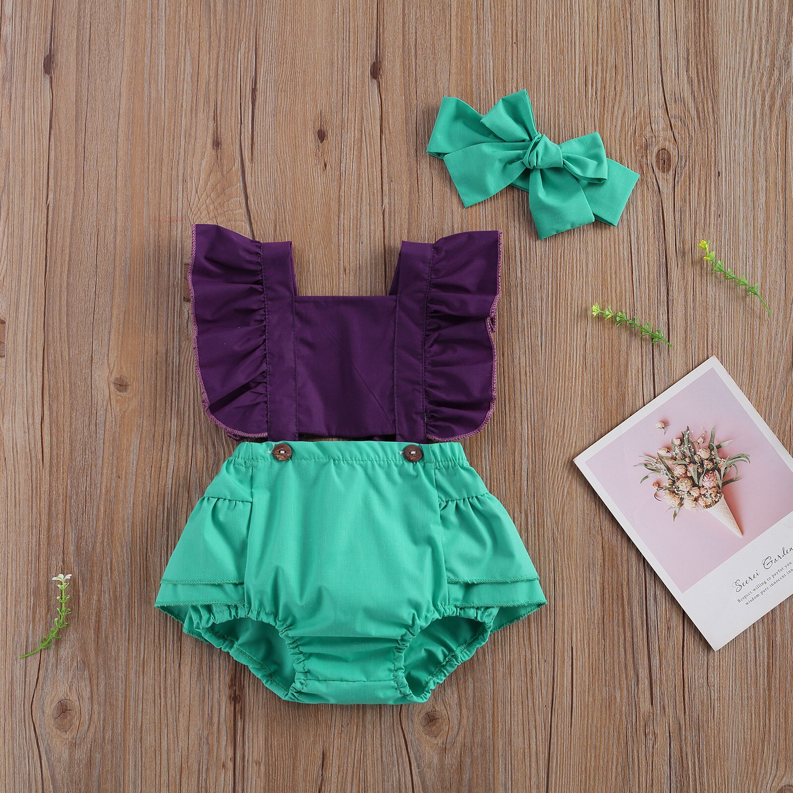 Focusnm 0-24m verão recém-nascido bebê meninas meninos bodysuits babados manga curta sem costas retalhos macacões
