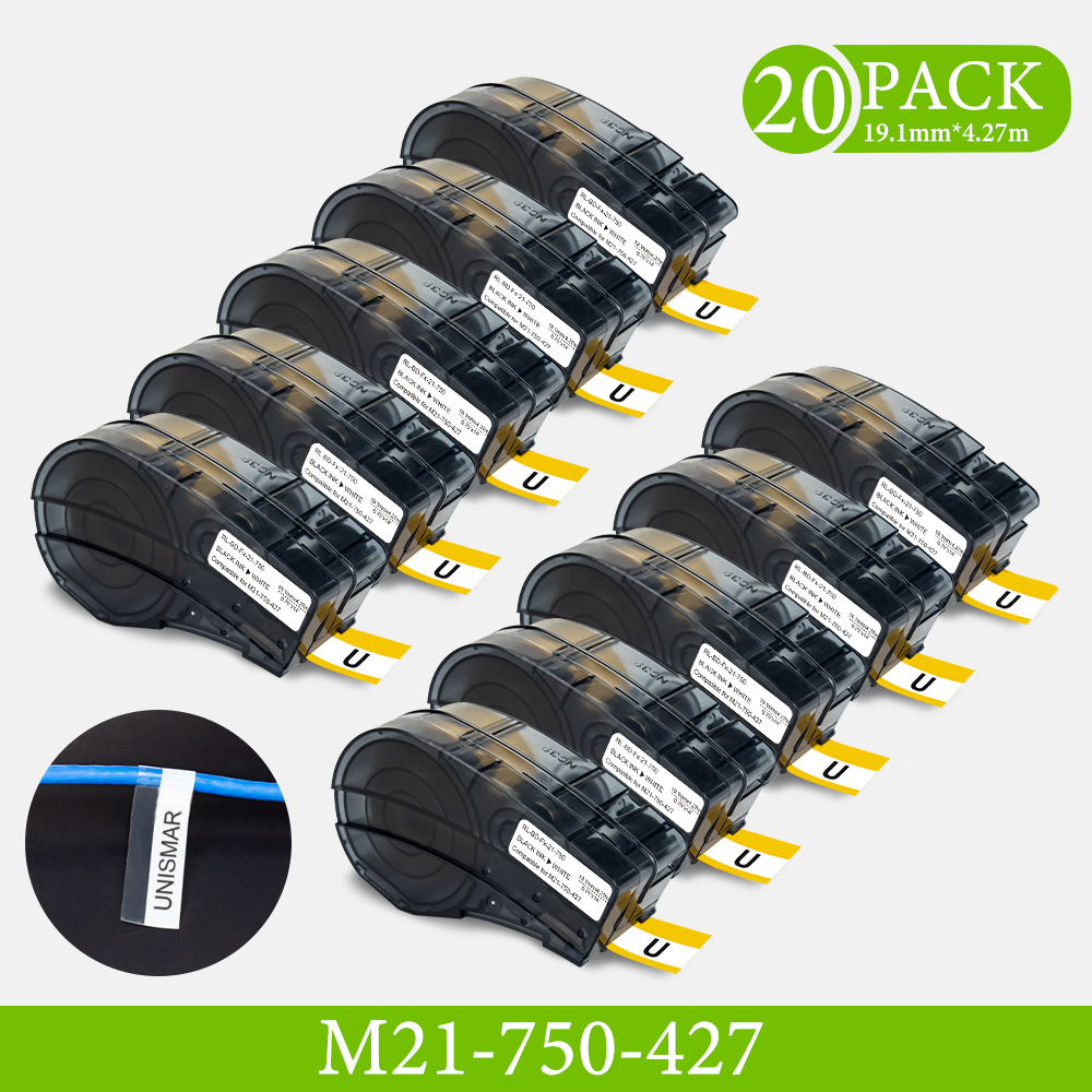 1 ~ 20 pièces M21-750-427 0.75 "étiquette Compatible BRADY BMP21 PLUS imprimante d'étiquettes portable vinyle auto-plastifiant pour Brady M21 750 427