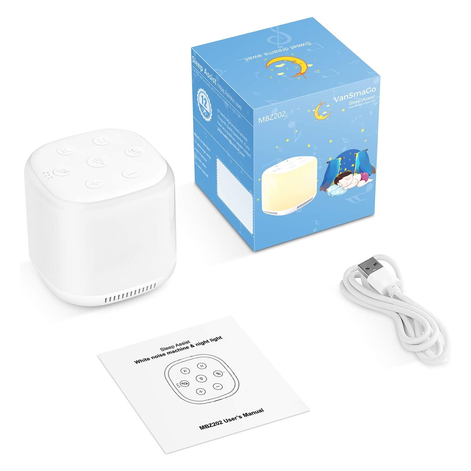 Bedside Night Light Baby Nursery Lamp Sleep Aid Light Breastfeeding Rechargeable Lamp With Sleeping Sounds