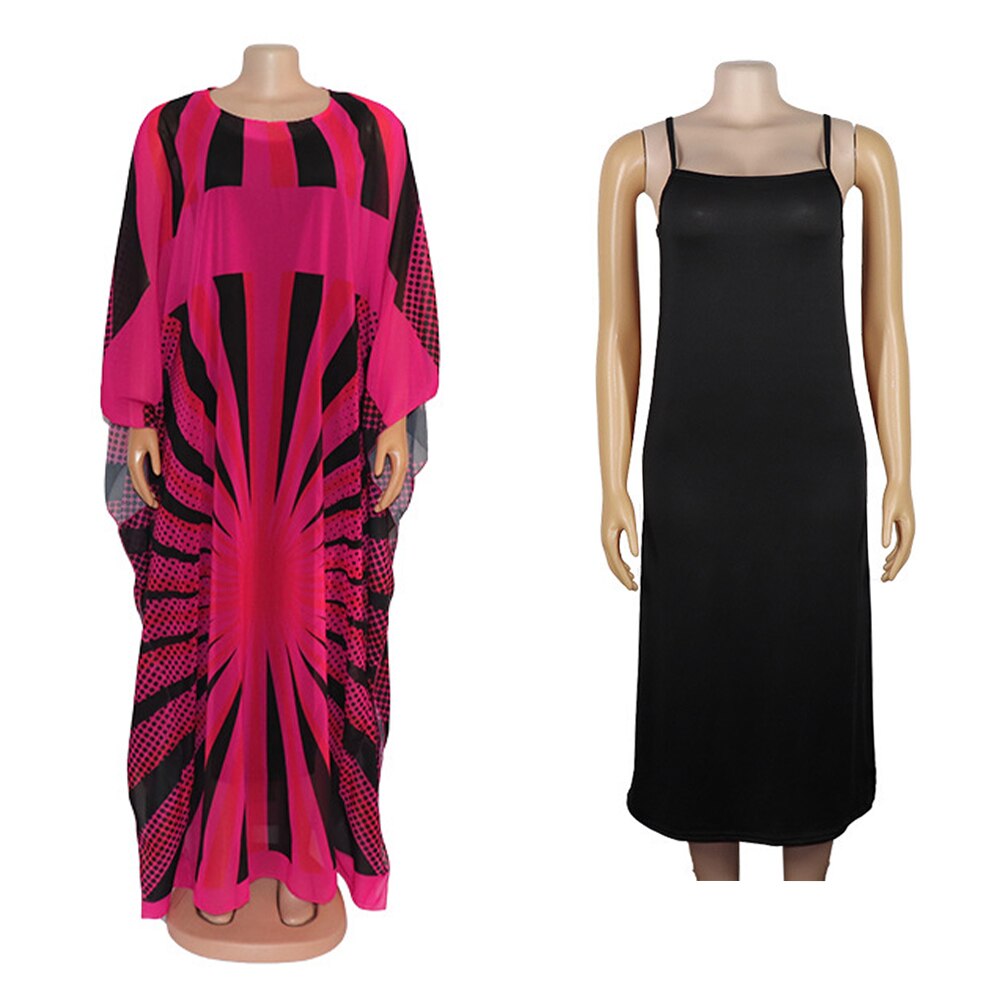 neue Gelb Großen Sommer Chiffon Kleid Afrikanische Frauen dashiki Punkt Plus Größe Vestidos 2 einstellen Kleid Africaine Femme kleidung