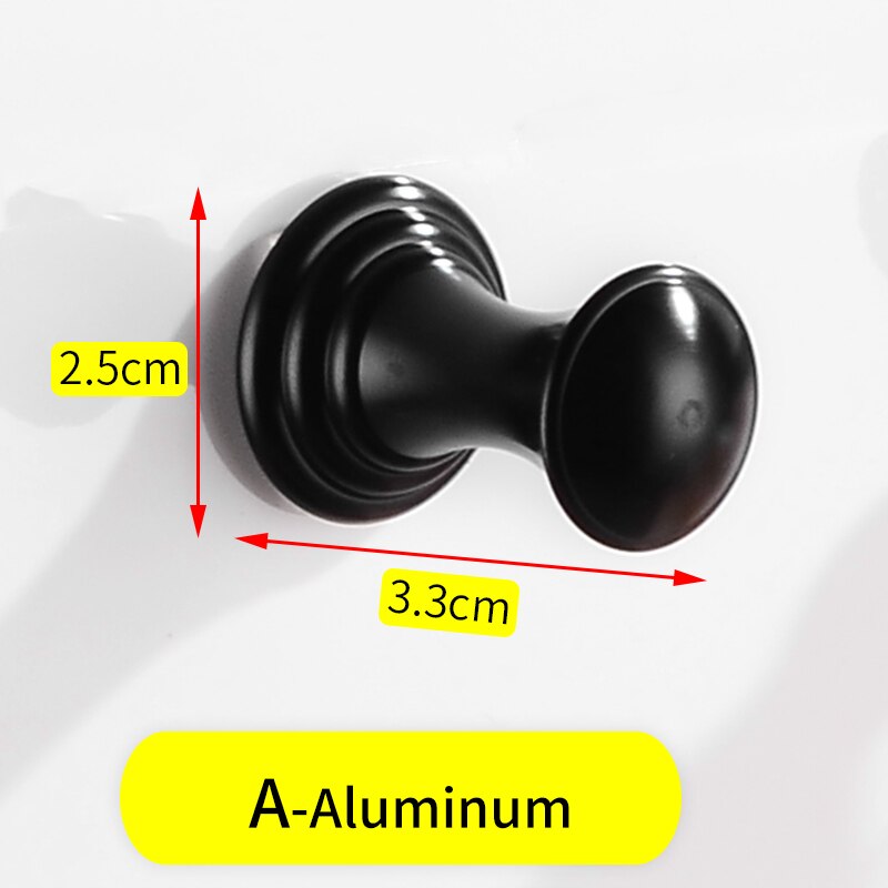 Kappekrok rustfritt stål baderomskrok svarte kroker for oppheng av håndklær veske lue kleskrok vegghenger maskinvare for bad: A-aluminium