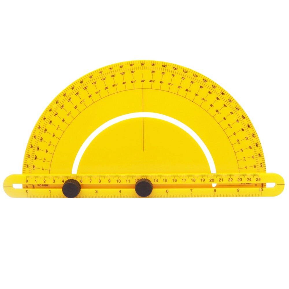 Regla semicírculo amarilla de 180 grados 1 Uds regla multifuncional transportador regla para carpintería trabajador plegable estudiante ingeniero