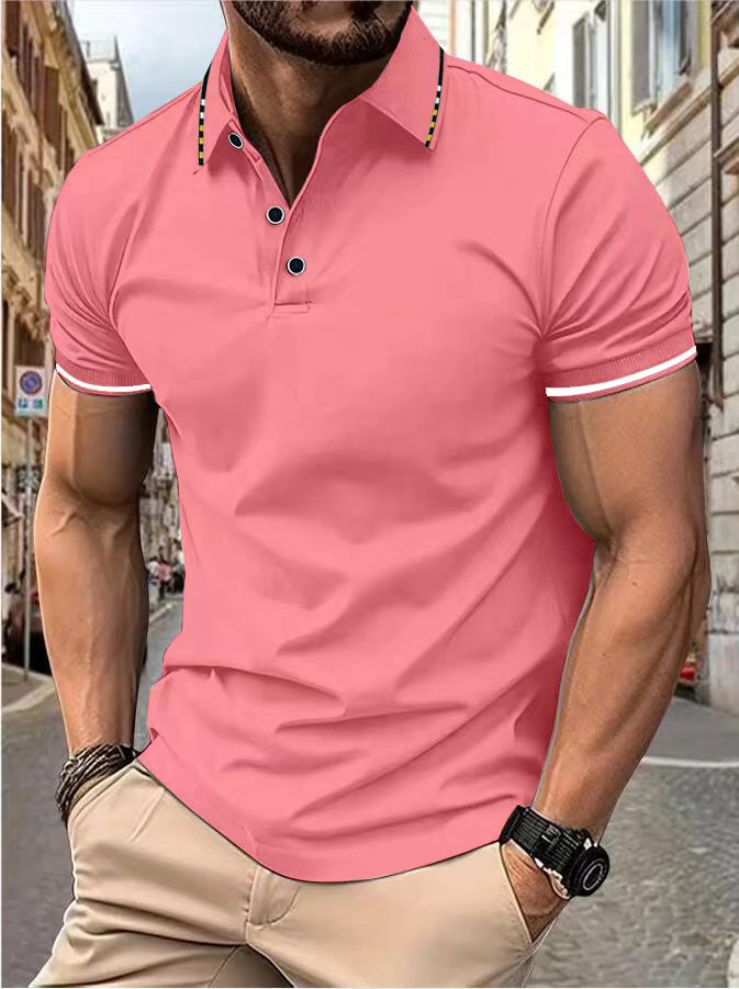 Polo d'été décontracté à manches courtes pour hommes, T-shirt à revers de couleur, à la