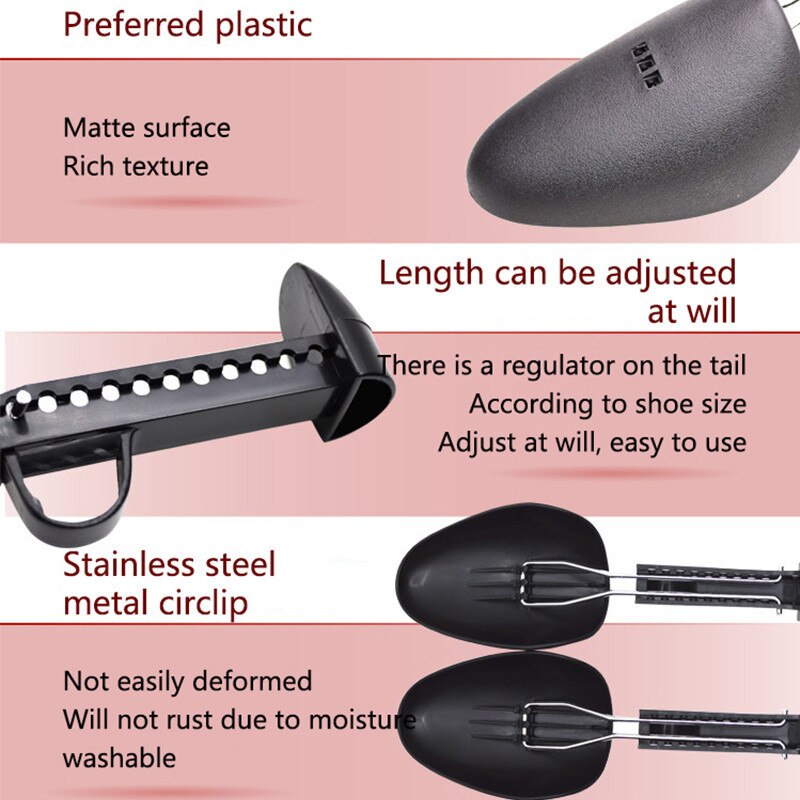10 Pairs Adjustable Plastic Shoe Support Black Shoe Tree for Men Shoe Racks Sports Casual Shoes Expander to Prevent Deformation