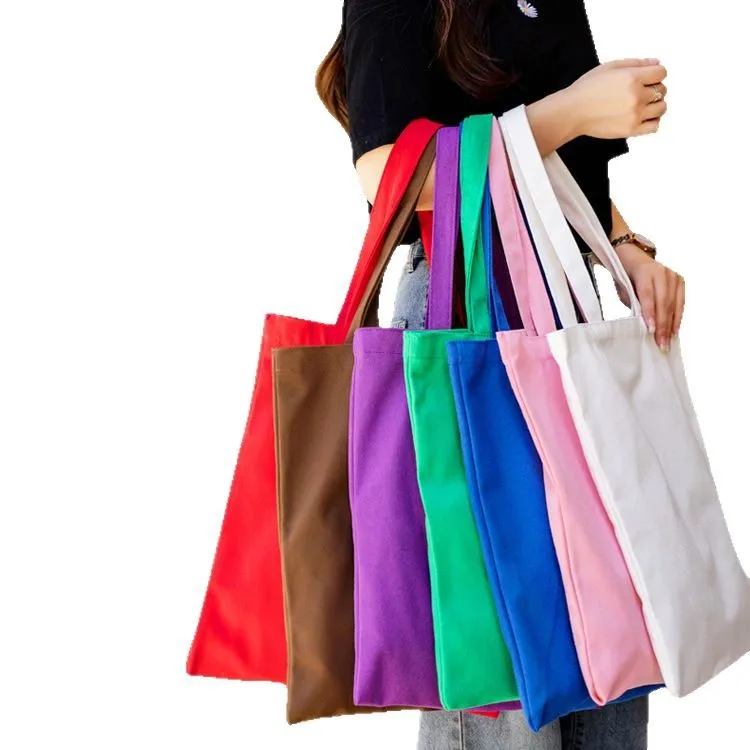 Puur katoenen canvas tas Milieuvriendelijke boodschappentas Meerkleurige draagbare lege tas Borduren Bedrukte draagtas voor maatwerk