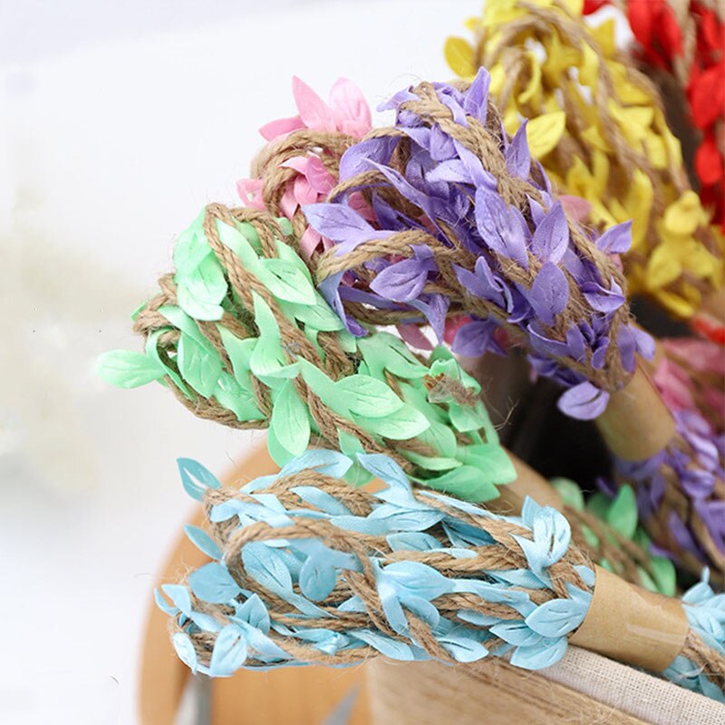 Rustic Simulation Green Leaves DIY Wedding Decor 10M Bouquet Packaging RopesMultifunction 5MM Weaving Hemp Rope