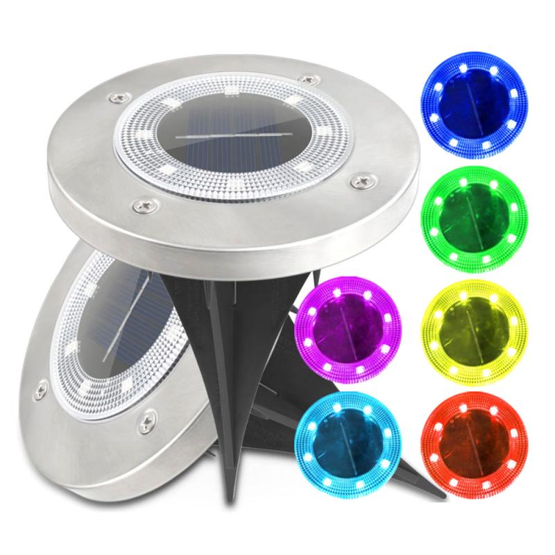 8 LEDs Ground Light Solar Powered Garden Landscape Lawn Lamp Buried Light Outdoor Road Stairs Decking Light With Light Sensor