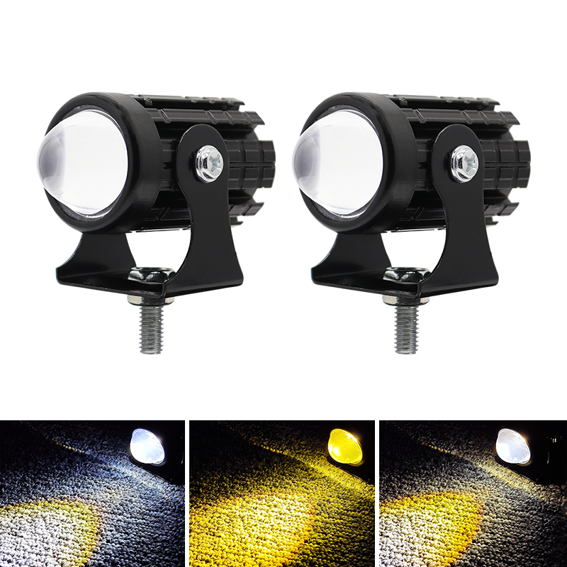 Phare LED pour Moto, Mini feu de conduite universel, projecteur double couleur, remorque de camion, accessoires de Moto tout-terrain: vert militaire
