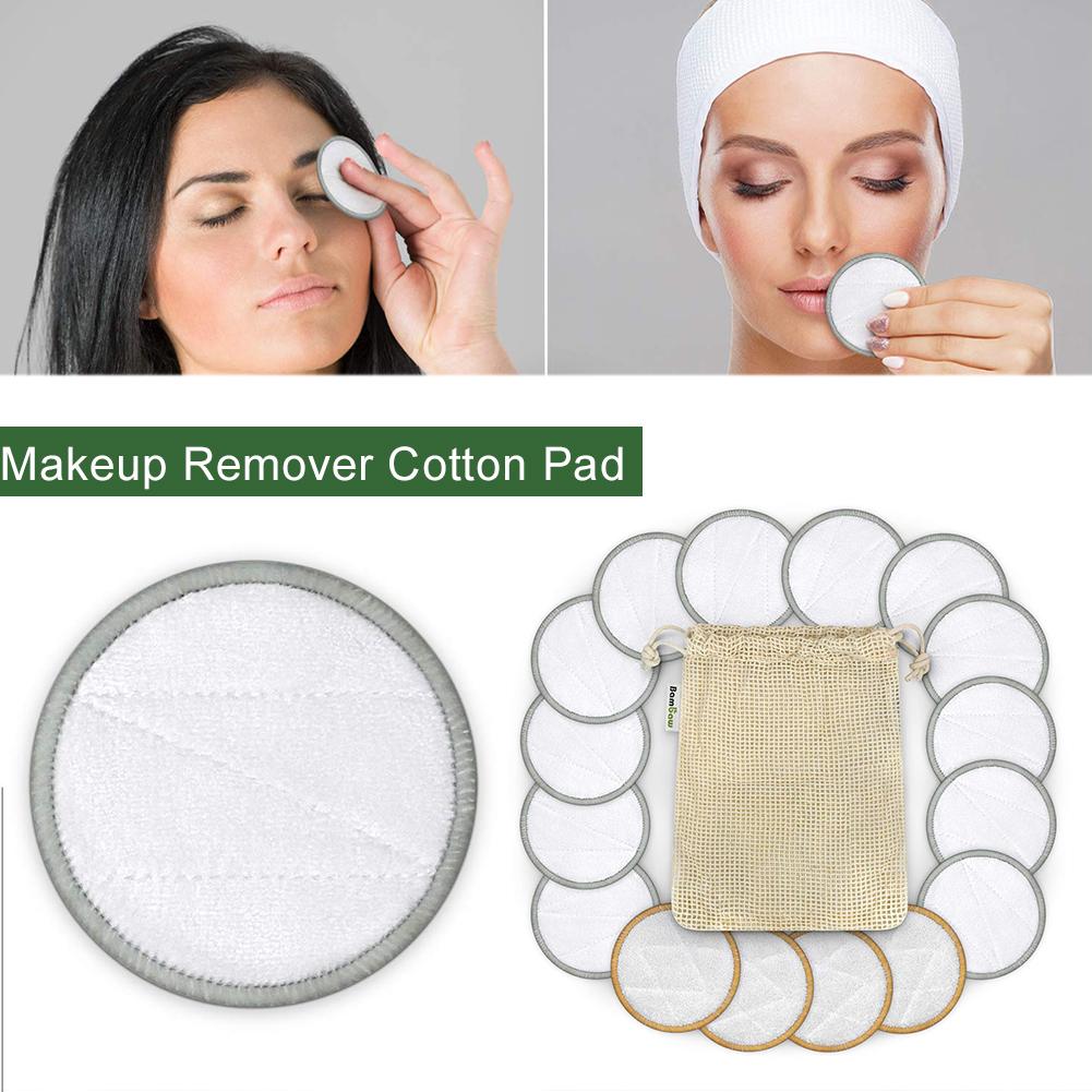 16 stk tre-lags fløjl genanvendelig makeup remover remover klude vaskbare håndklæder vaskbare makeup remover bomuld: Default Title