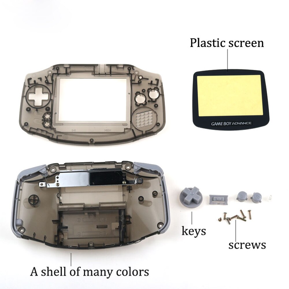 Full set housing shell cover case w/conductive rubber pad buttons+Screen Lens Protector for GameBoy Advance for GBA console