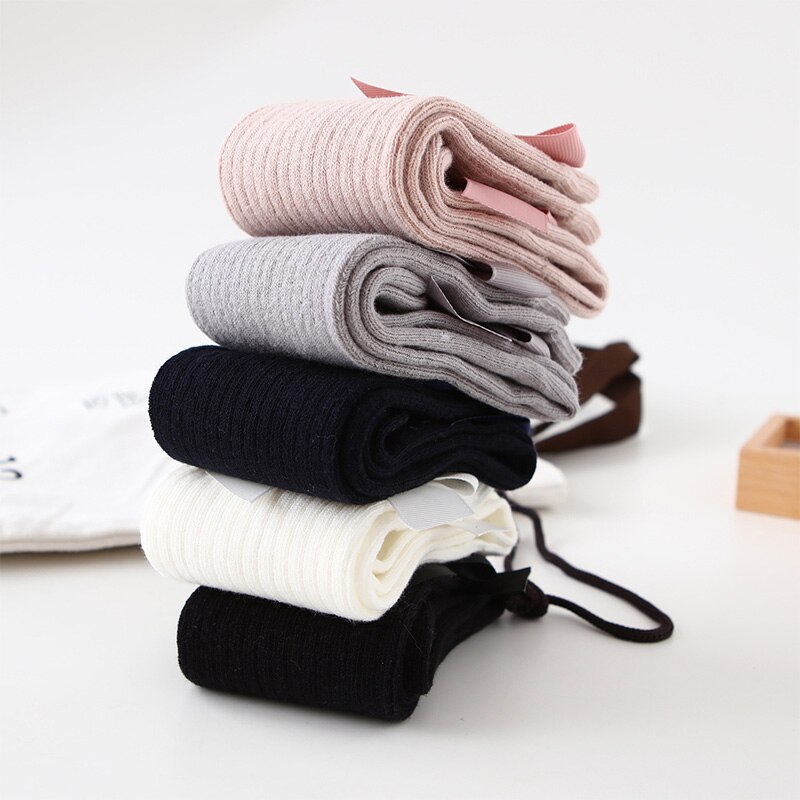 Schattige strik kindersokken herfst winter warme baby meisjes kniekousen effen kleur zachte kinderen peuter meisjes lange sokken