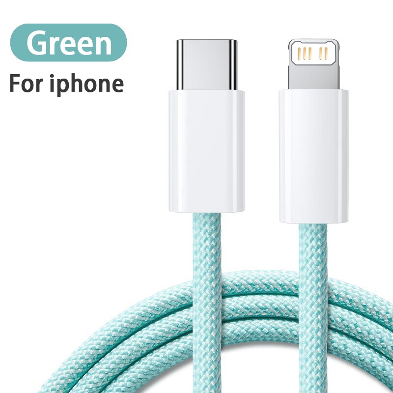 20W Pd Usb C Kabel Voor Iphone 13 Pro Max Snel Opladen Usb C Kabel Voor Iphone 12 11 mini Pro Max Data Usb C Kabel: green / 0.25m