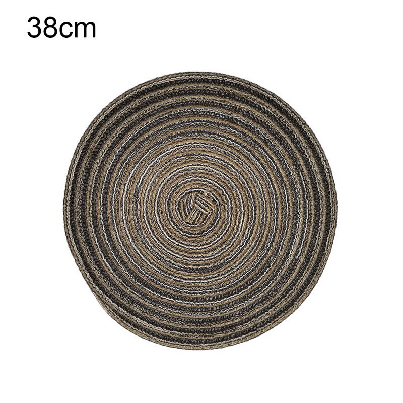 Nordisk rundbordsmatta anti-slip dryckunderlägg isolerade solida placemats linne halkfri ramie matta köksredskap för heminredning: Kaffe 38cm