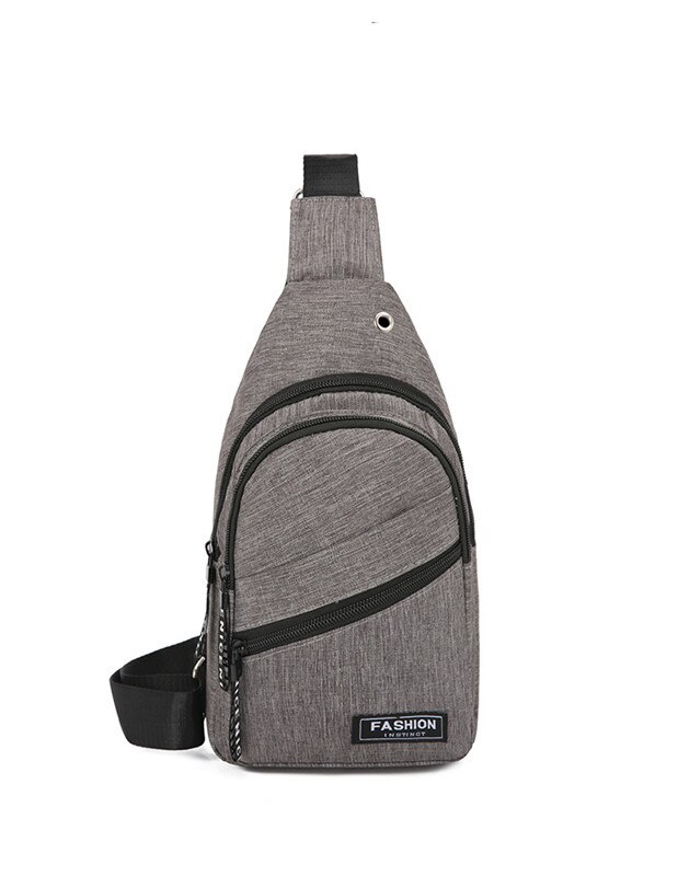 Men's Shoulder Bag Sling Chest Pack Canvas USB Charging Sports Crossbody Handbags For Men Chest Bags Belt Waist Packs: Gray