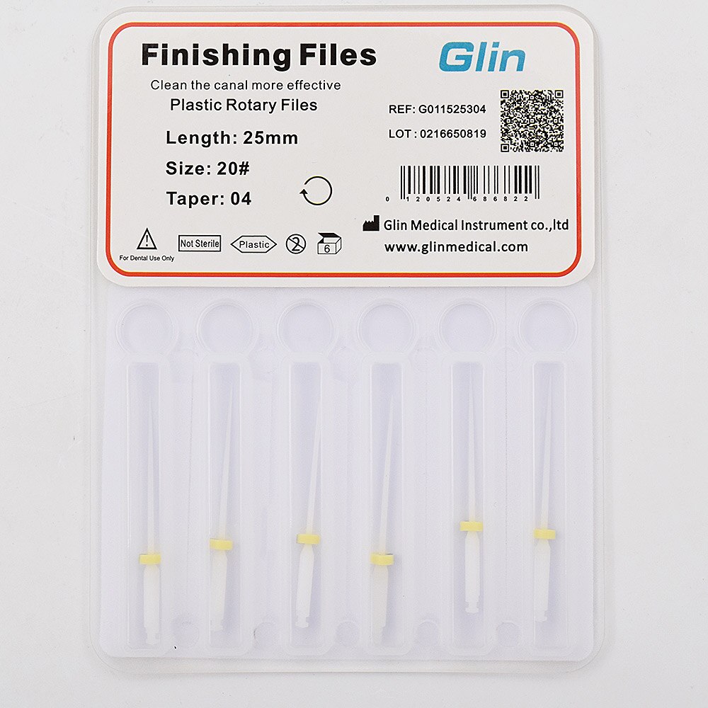 Dental Plastic Rotary Finishing Files 25mm 04 Taper Endo Files Used for Claen the canal more effecftive: 1 Board