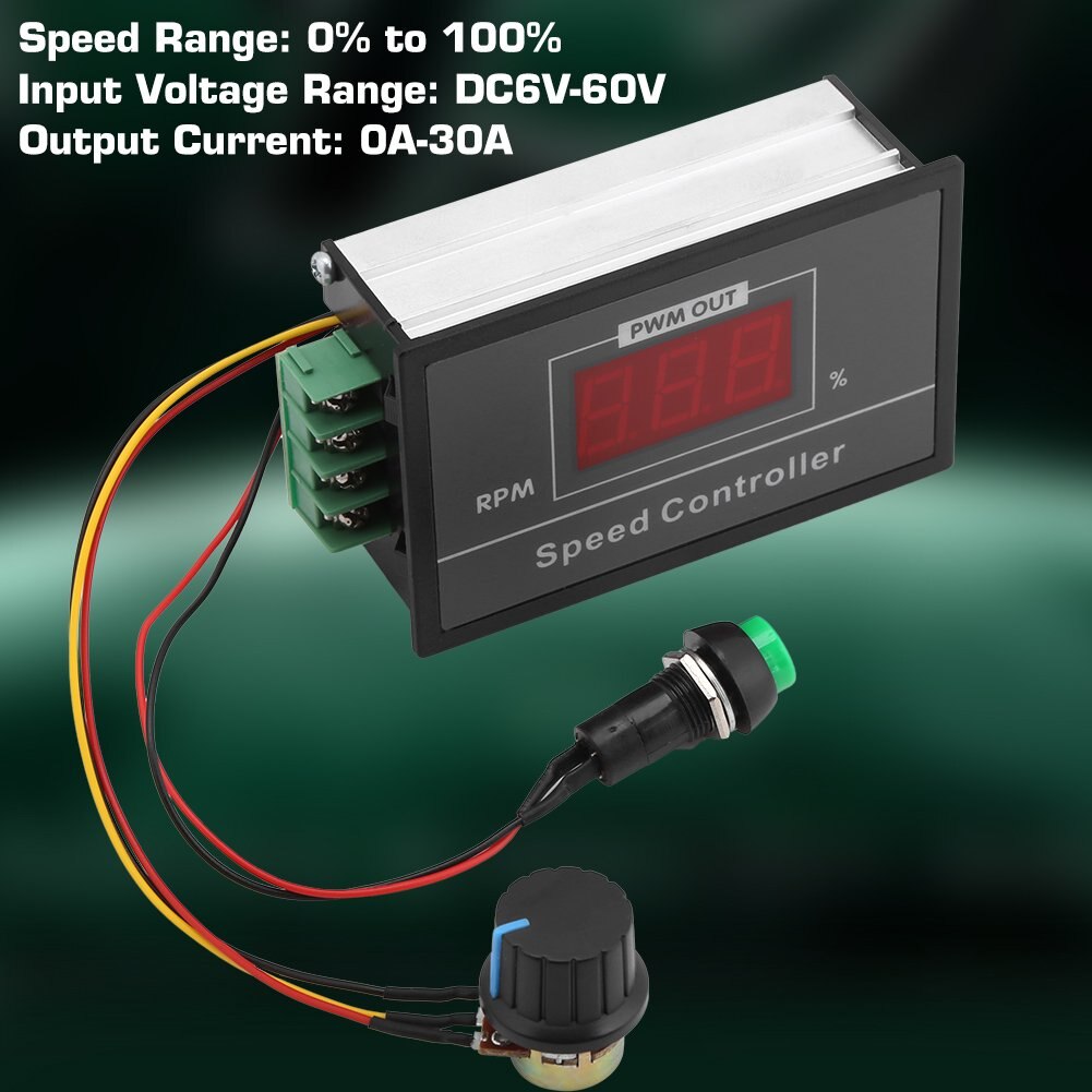12V 24V 36V 48V 30A PWM DC Motor Speed Controller Digital Display LED Motor Controller Speed Regulator PWM Start Stop Switch D30