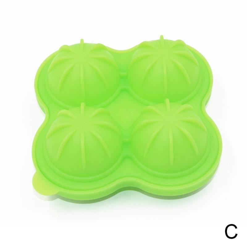 Spherical Ice Cube Tray 4 Cubes Silicone Ice Cube For Ice Maker With Cold Whiskey Cocktail Party Drink Lids mold Y7Y8: One-size-green