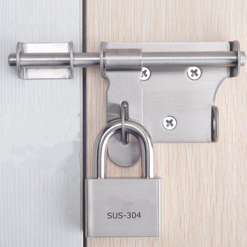 1 pieza de 4/6 pulgadas de largo de plata de acero inoxidable pestillo de puerta perno de cerradura de barril cerrojo grapadora cerradura de puerta de seguridad fácil de instalar