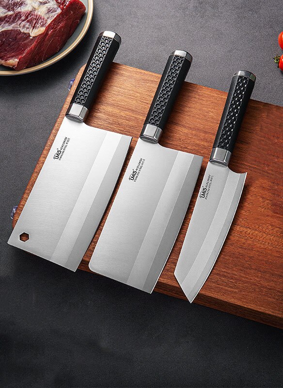 Stainless Steel Bone Chopping Knife Ergonomic Handle Kitchen Knife Sharp Slicing Chef Knife Ribs Poultry Meat Cleaver