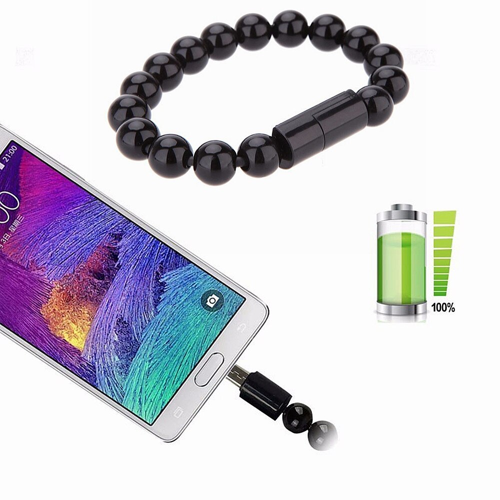 Ładowarka USB do telefonu bransoletka do ładowania kabel do transmisji danych poręczna bransoletka z koralikami ładowarka do iphone'a Samsung typ C Micro USB telefony z systemem Android