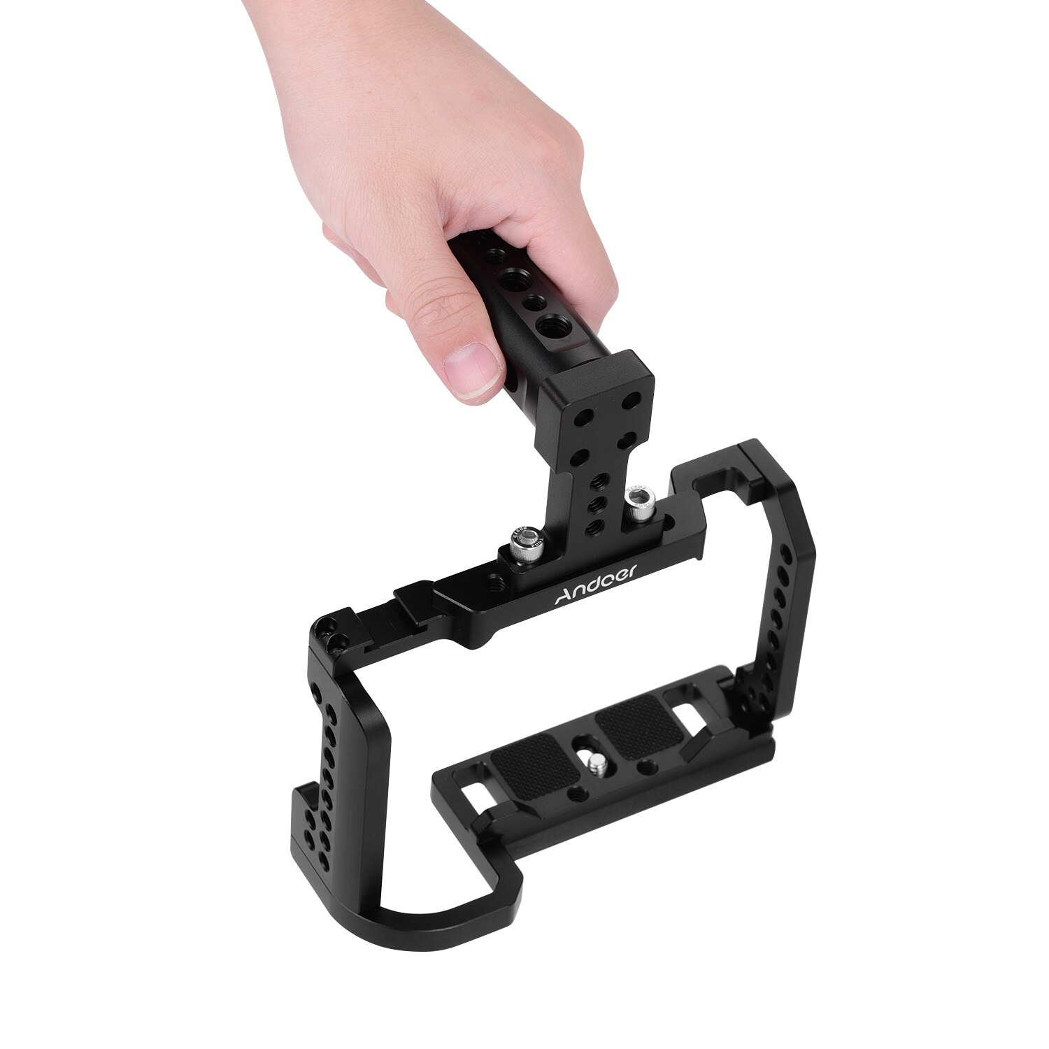 Andoer Video Camera Cage + Maniglia Superiore In Lega di Alluminio Kit con Fredda Shoe Mount Fori per le Viti Da 1/4 Pollici Compatibile con nikon Z6/Z7