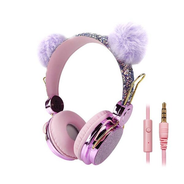 Cute Unicorn Headsets With Microphone Earphone for boys Kids daughter Headphones For Laptop Cellphones PC MP4 Tablet Headsets: Furball purple