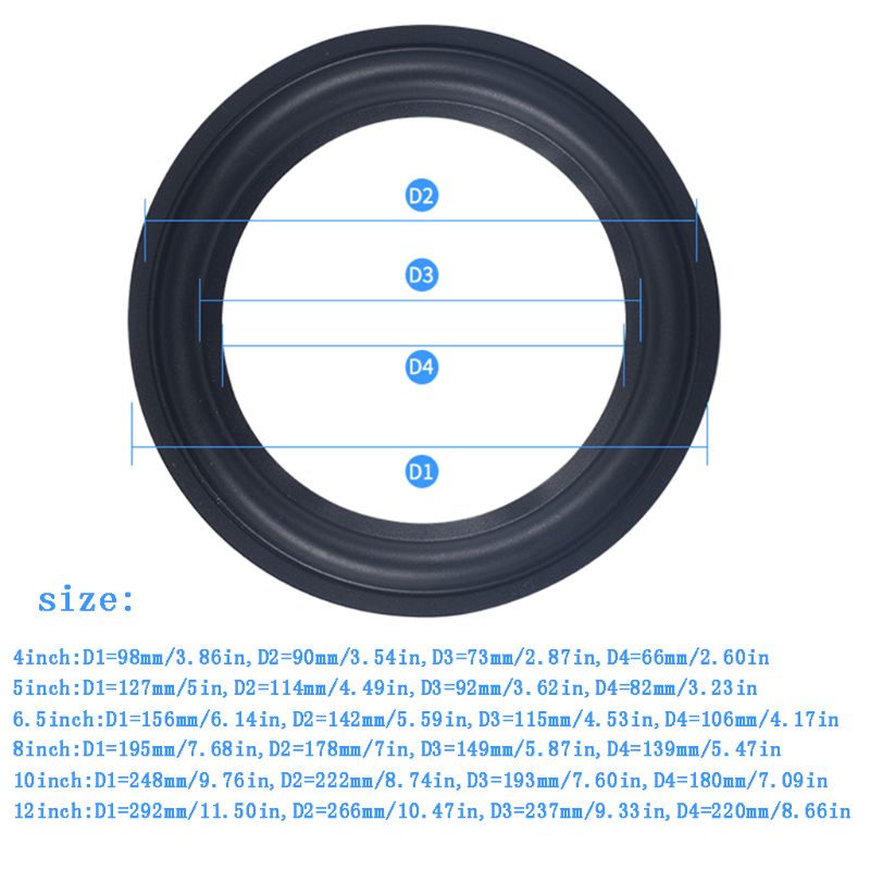 4/5/6.5/8/10/12 "Elastische Rubberen Ring Speaker Surround Reparatie Schuim Woofer rand 95AF