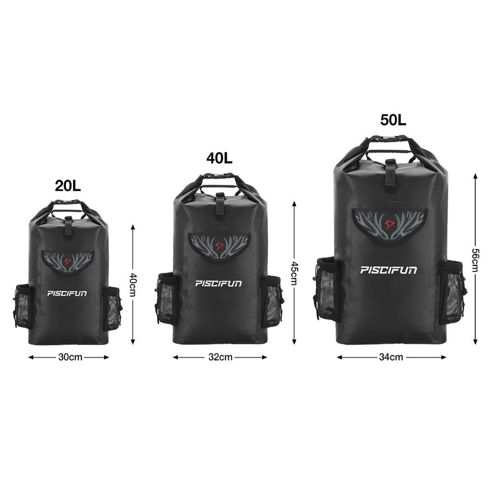 Piscifun 20L 40L 50L PVC Wrapper Dry Backpack Waterproof Phone Case Dry Bag Fishing Boating Swimming Floating Kayaking Rafting