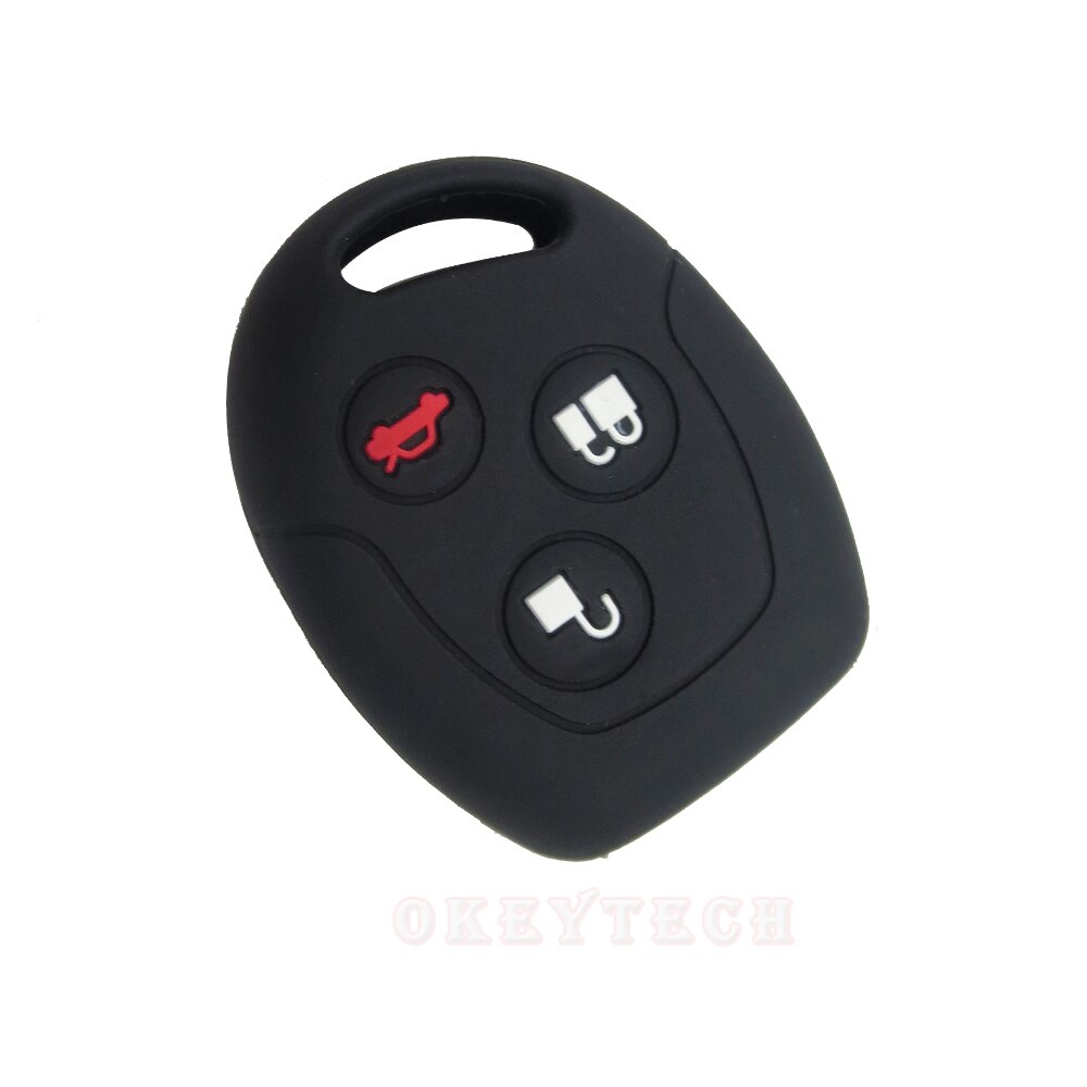 Okeytech 3 knapps fjärrkontroll silikon bil fob nyckel fodral täcka för ford focus mondeo festiva fusion kostym fiesta ka  mk4 hållare skydd: Svart