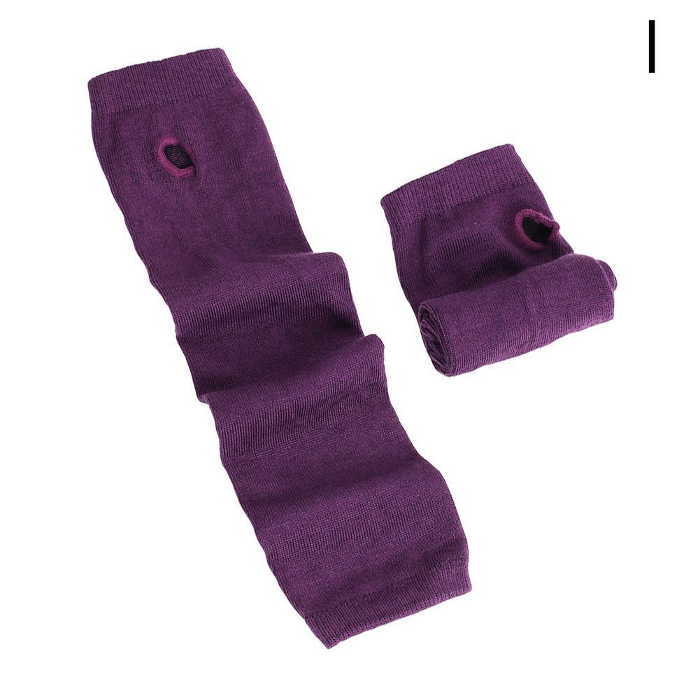 Mannen Lange Winter Handschoenen Arm Cover Classic Zwart Wit Gestreepte Katoen Pols Cover Arm Dames Handschoenen Mouw Gebreide Handschoenen vrouwen: dark purple