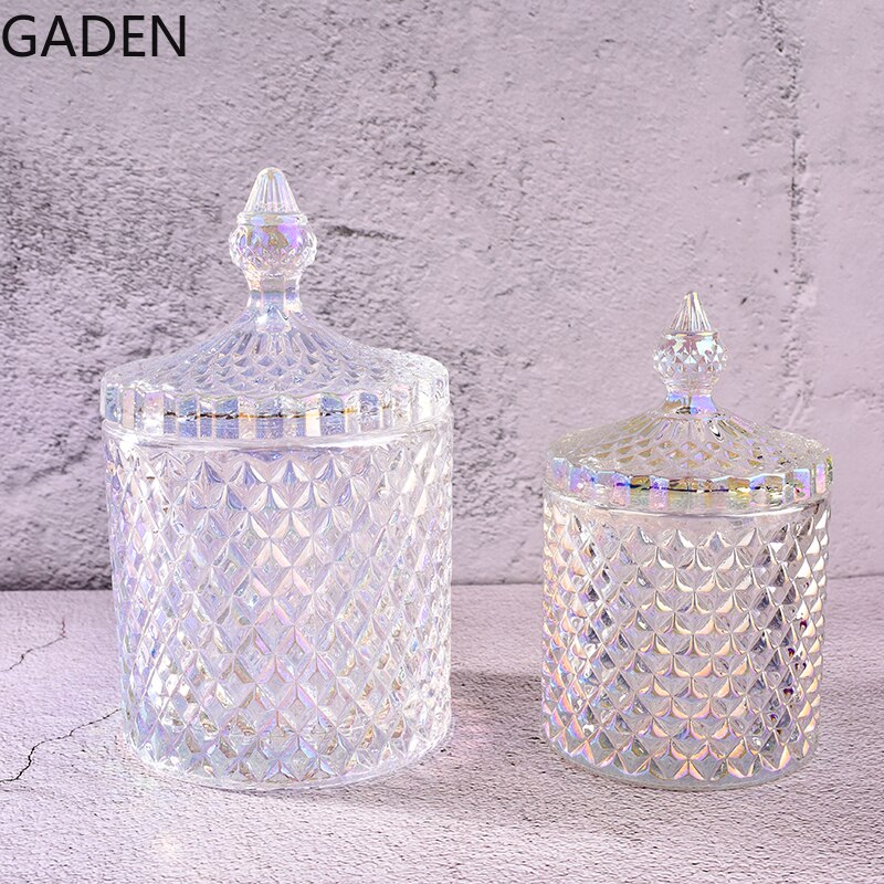 European-style Stained Glass Candy Jar with Lid Storage Jar Candy Box Transparent Storage Jar Tea Tin Sugar Cube Jar