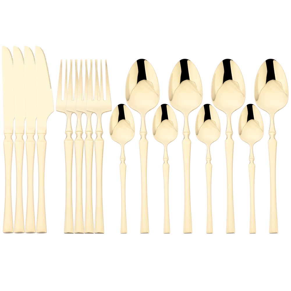 16 -teiliges rosen-essbesteck-set, bestehend aus messer, gabel, kaffeelöffel, edelstahlbesteck und küchenaccessoires im westlichen stil: Sekt