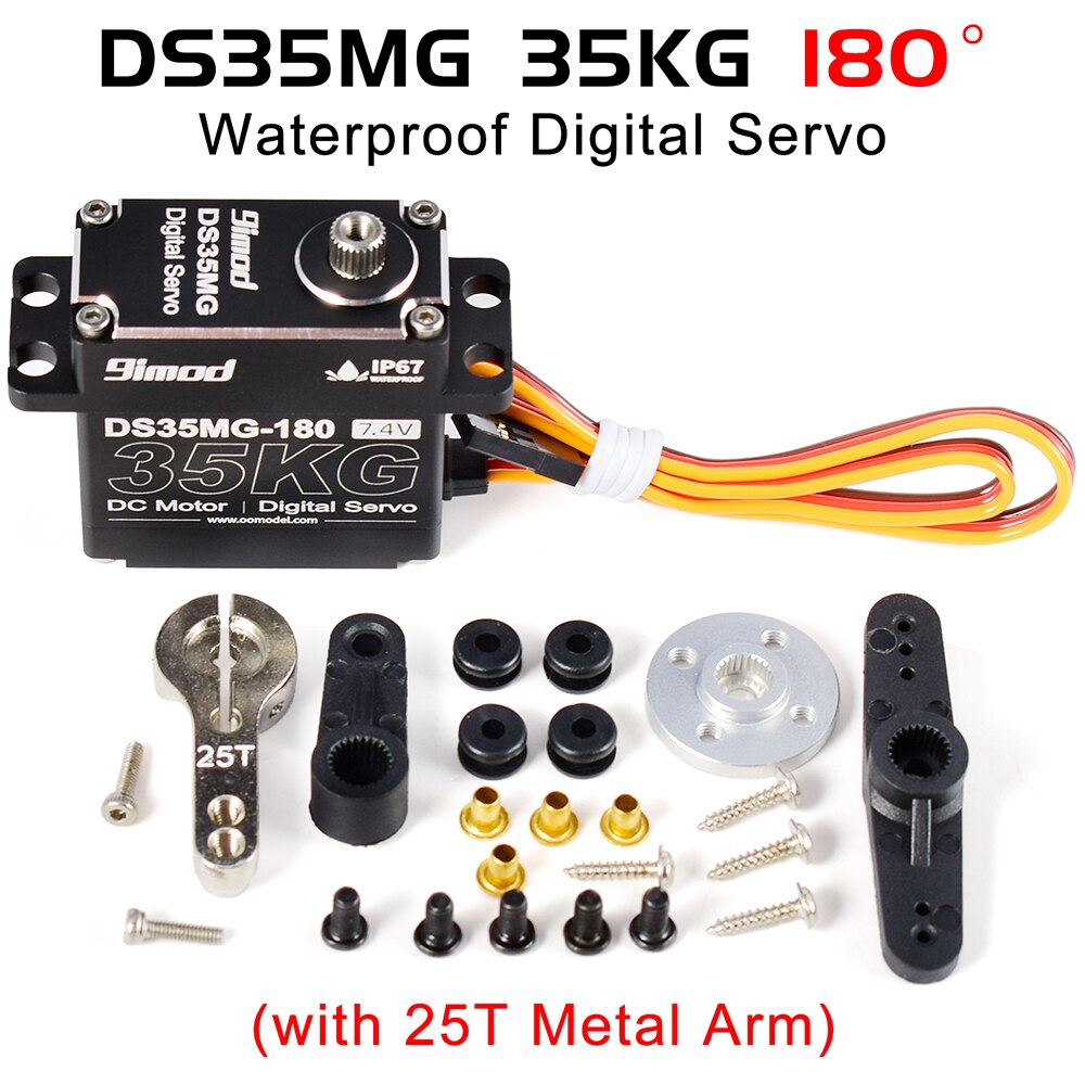 9Imod DS35MG 35Kg Waterpoof Servo 180 °/270 ° Volledige Aluminium Case Rvs Gear High Torque voor 1/6 1/8 1/10 1/12 Rc Auto Diy: 35kg 180 w metal arm