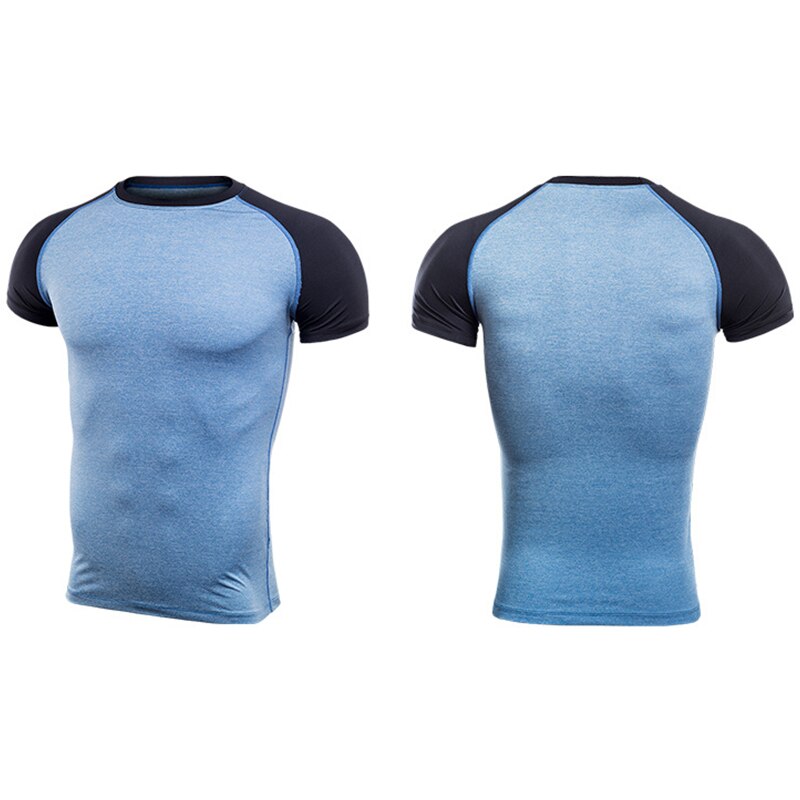 Snel drogend ademend fitness gym jogging shirt heren korte mouwen heren hardloop t-shirt sport slim t-shirt rashgard training tops