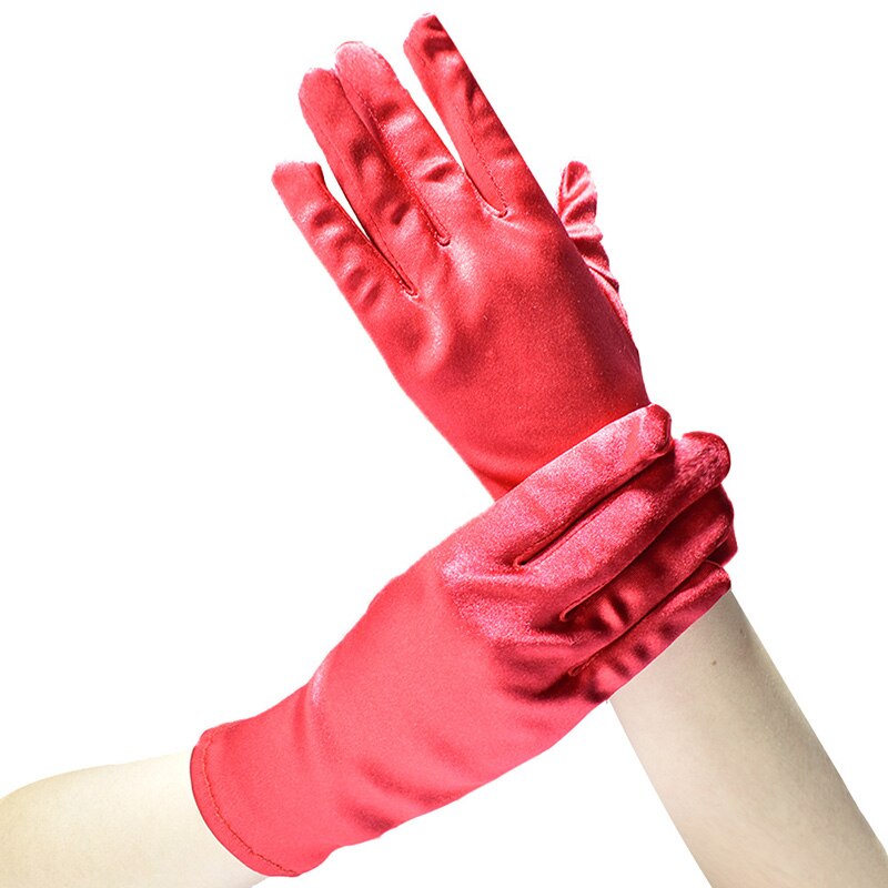 Kvinders korte satin aftenkjole etikette handsker sort hvid rød elastisk dans performance ball ball handsker