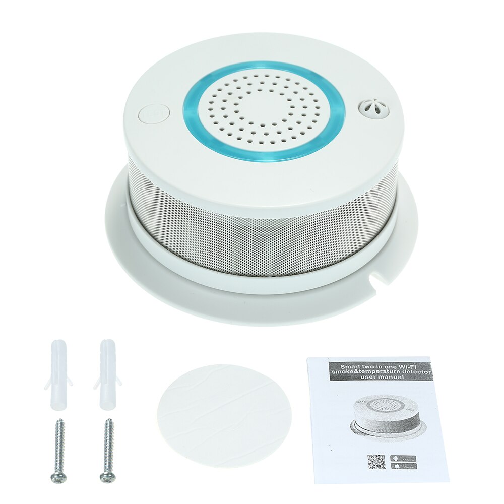 Wifi app brand røg temperatur sensor smart 2 in 1 trådløs røg temperatur detektor alarm hjem sikkerhed alarm system pa -438w