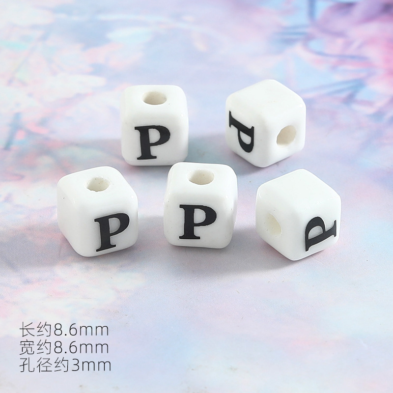 8mm Keramik Buchstabenperlen Diy Schmuck Armbänder Handgefertigtes Accessoire 5/10 Stück