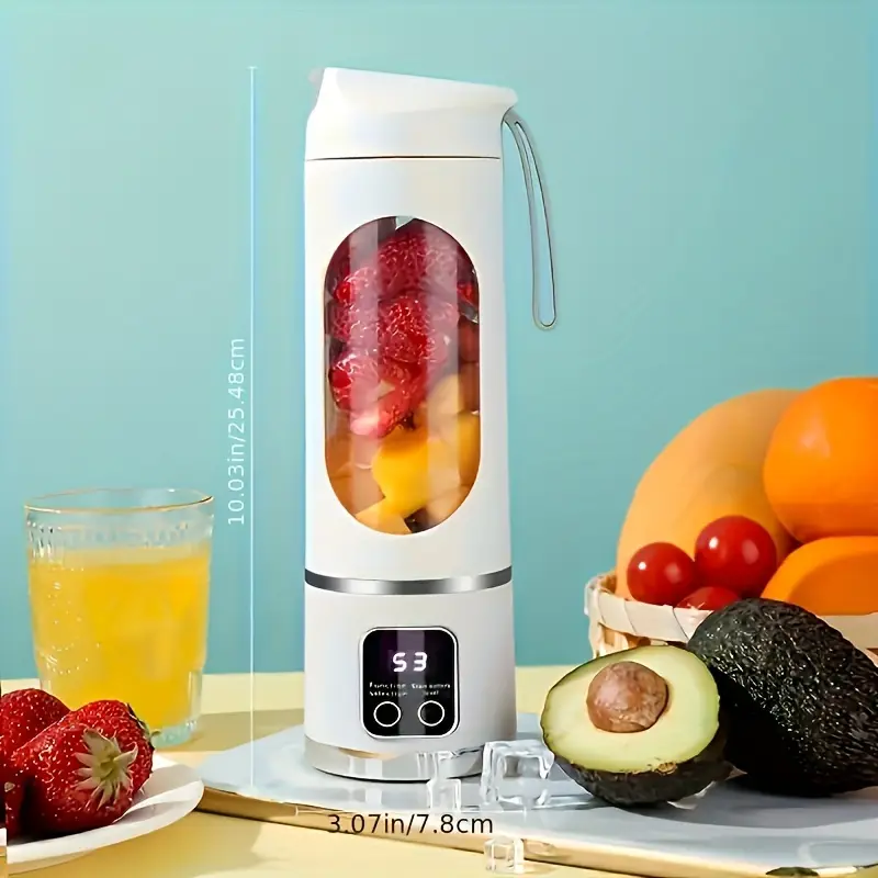 MINI exprimidor eléctrico de hielo triturado con carga para el hogar, potente Motor de 450ML, taza de jugo con pantalla Digital de gran capacidad: Verde claro