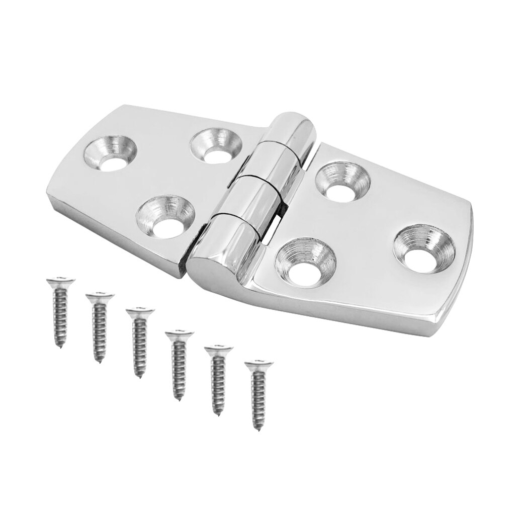 316 Stainless Steel Polished Strap Hinge Door Hinges Fitting w/ Screws for Marine Boat