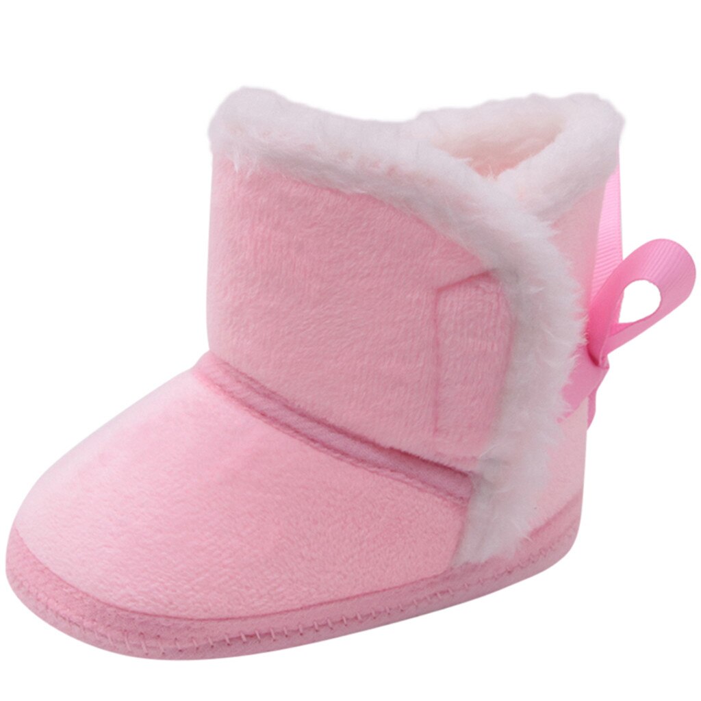 winter baby boys girls shoes winter infants warm shoes Faux fur girls baby booties Leather boy baby boots: Pink / 5.5