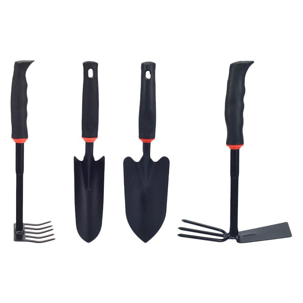 Gardening 5 Tooth Rake Two Use Hoe Shovel Black Rubber Handle Set Garden Flower Shovel Tool High Carbon Steel Ergonomic