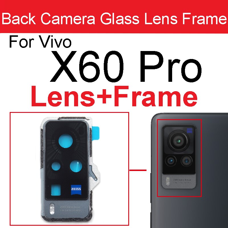 Soczewka aparatu tylnego obiektywu dla Vivo X50 X60 Pro X50 X60 Pro Plus aparat z tyłu obiektywu obudowa ramowa wspornik naklejki wymiana: X60 Pro Black