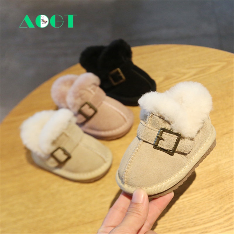 AOGT Warme Baby Winter Schuhe Kleinkind Kleinkind Baumwolle Schuhe Weichen Bequemen Schnalle Dekoration Plüsch Knöchel Baby Schnee Stiefel