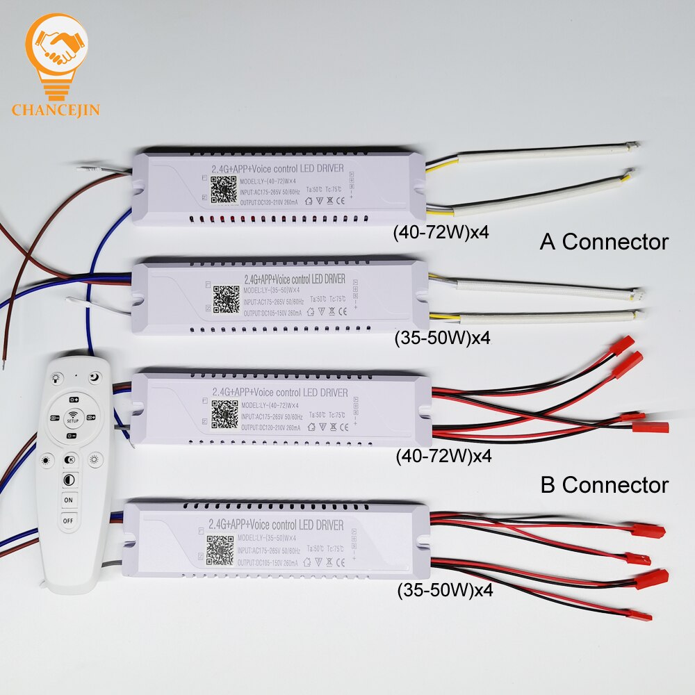 Intelligent APP 2.4G remote control LED driver (35-50W)x4 (40-72W)x4 constant current power supply work with dual colors LEDs