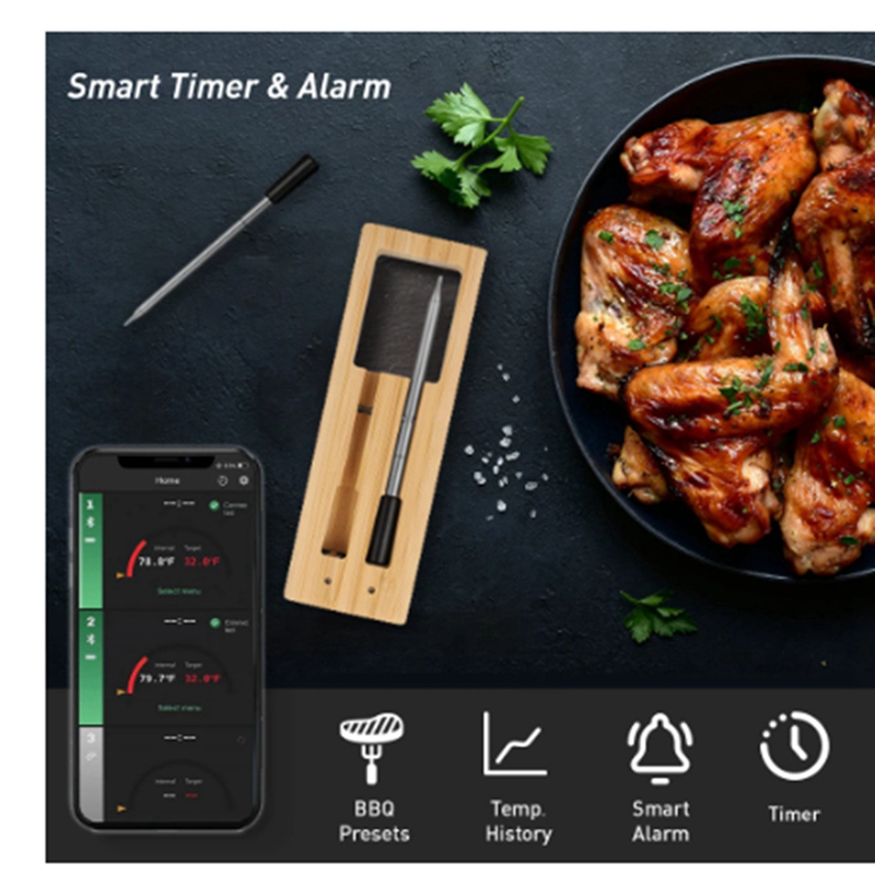 Draadloze Vlees Voedsel Thermometer Bbq Thermometer Oven Grill Bbq Biefstuk Bluetooth Temperatuur Meter Barbecue Accessorie