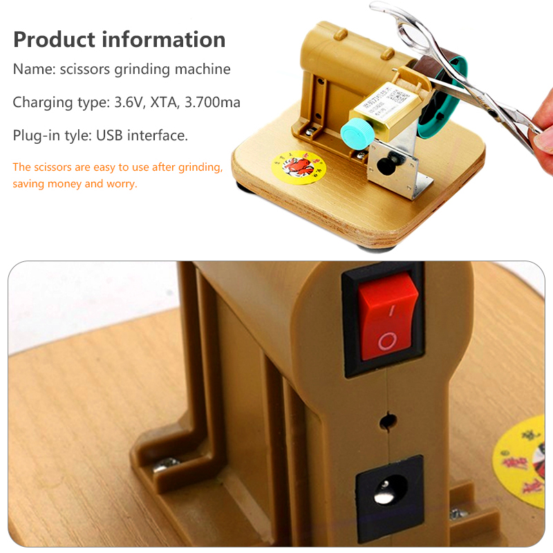 Máquina cortadora plana de peluquería totalmente automática, rectificadora de tijeras de sastre, herramienta afiladora con anillo de arena de 6 uds.